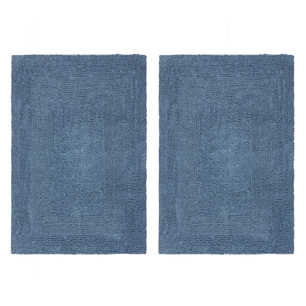 Cotton Craft Luxurious Bath Mat Set in azure blue with plush comfort for feet