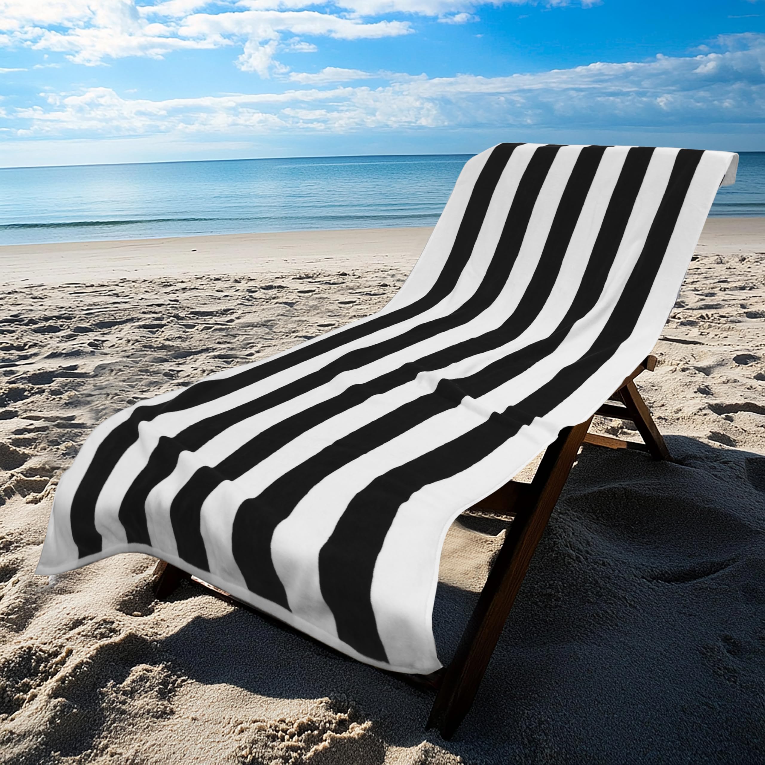 Cotton Craft towels are machine washable for easy after-beach cleanup.