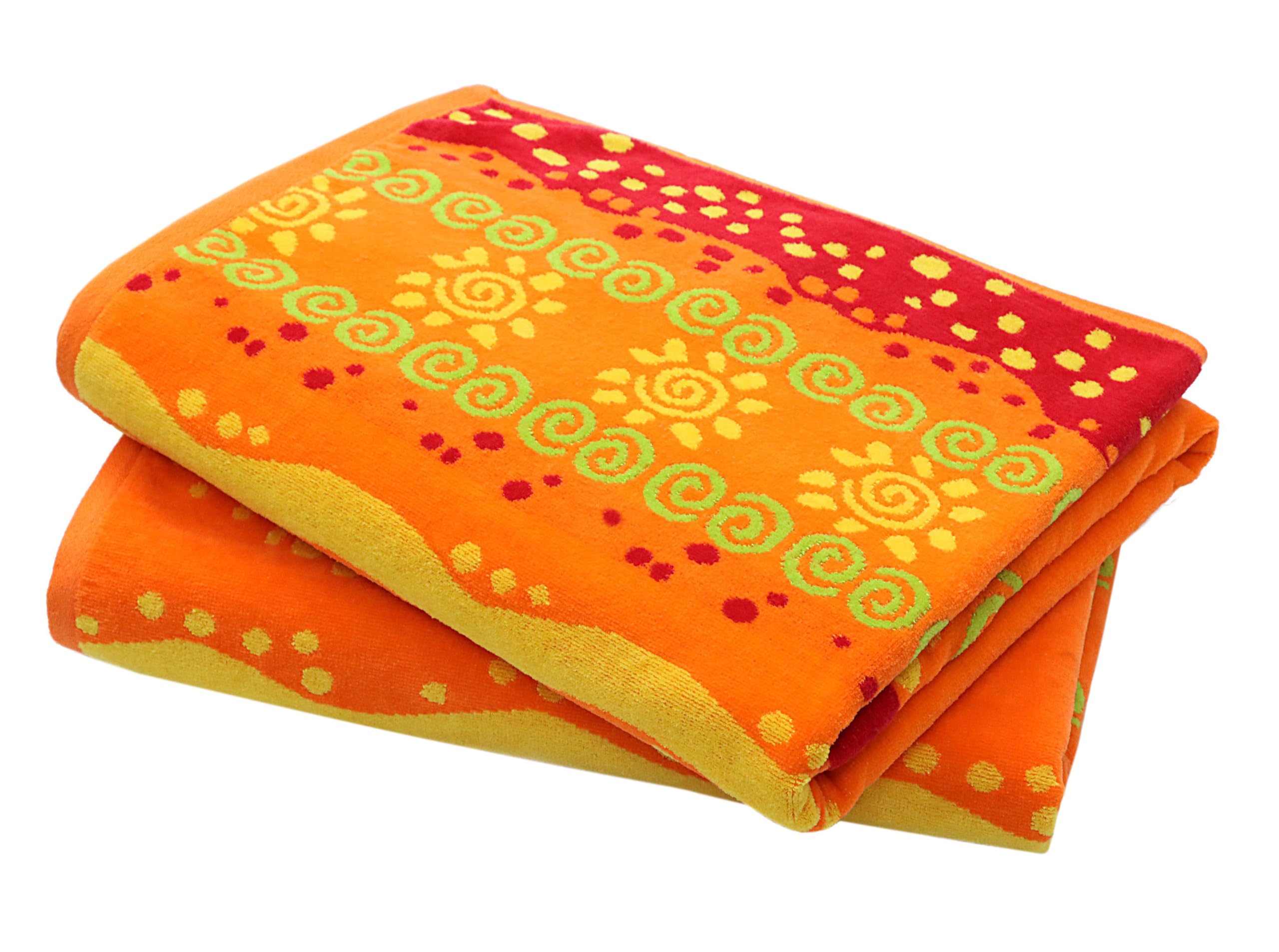 Cotton Craft oversized beach towel in sunkissed jacquard for generous beach coverage.