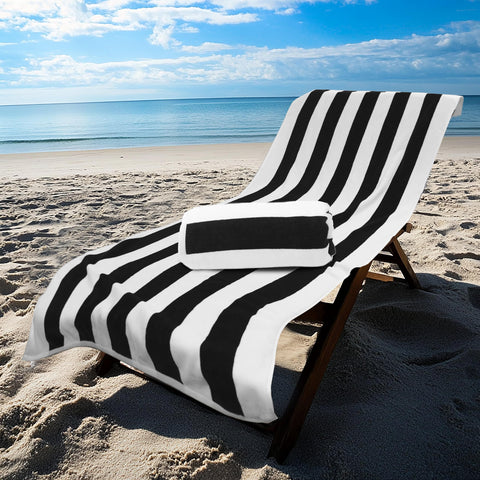 Two-pack COTTON CRAFT beach towels in cabana stripe for poolside fun and drying