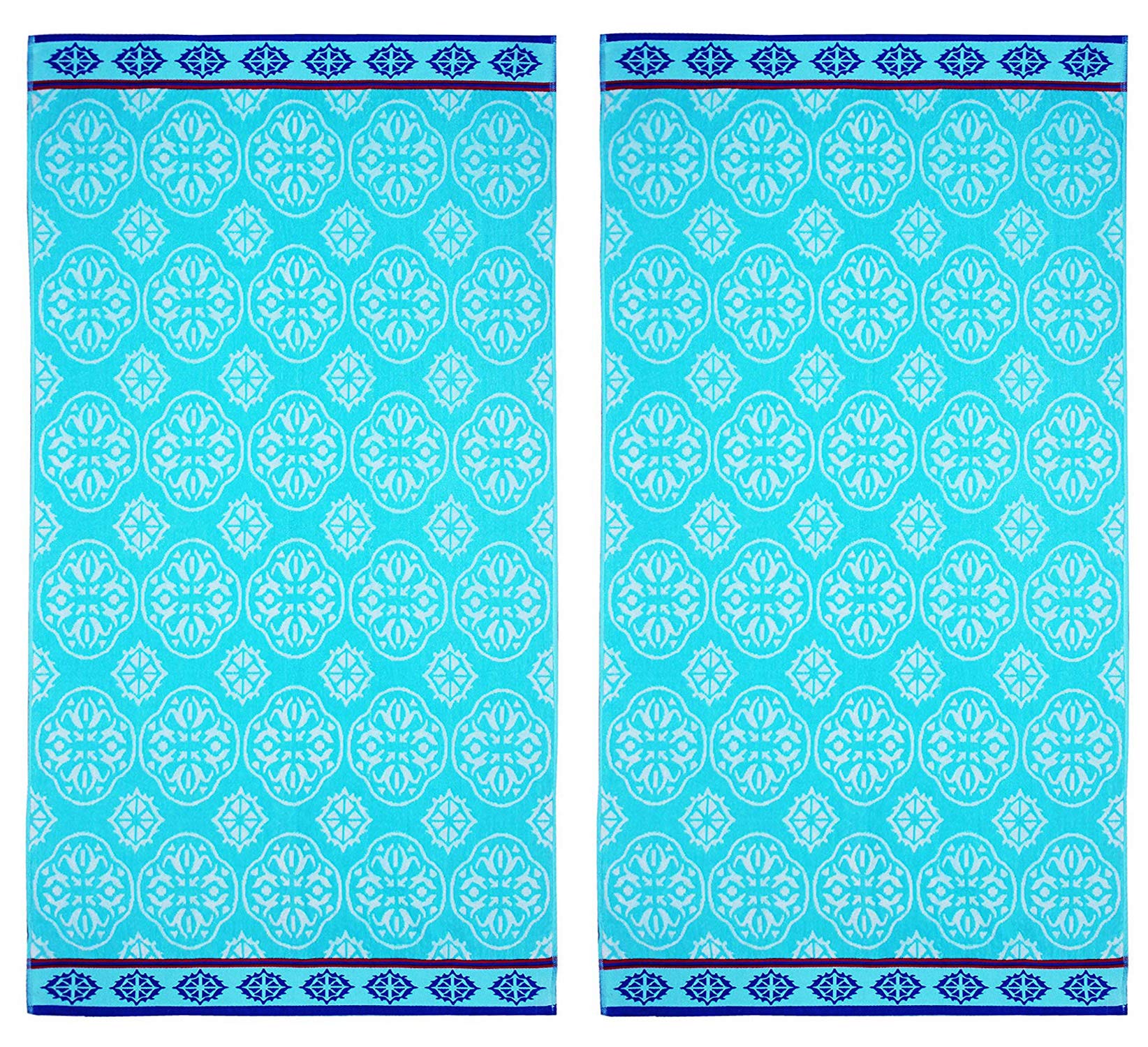 Cotton Craft oversized XL beach towel in pool blue for poolside lounging