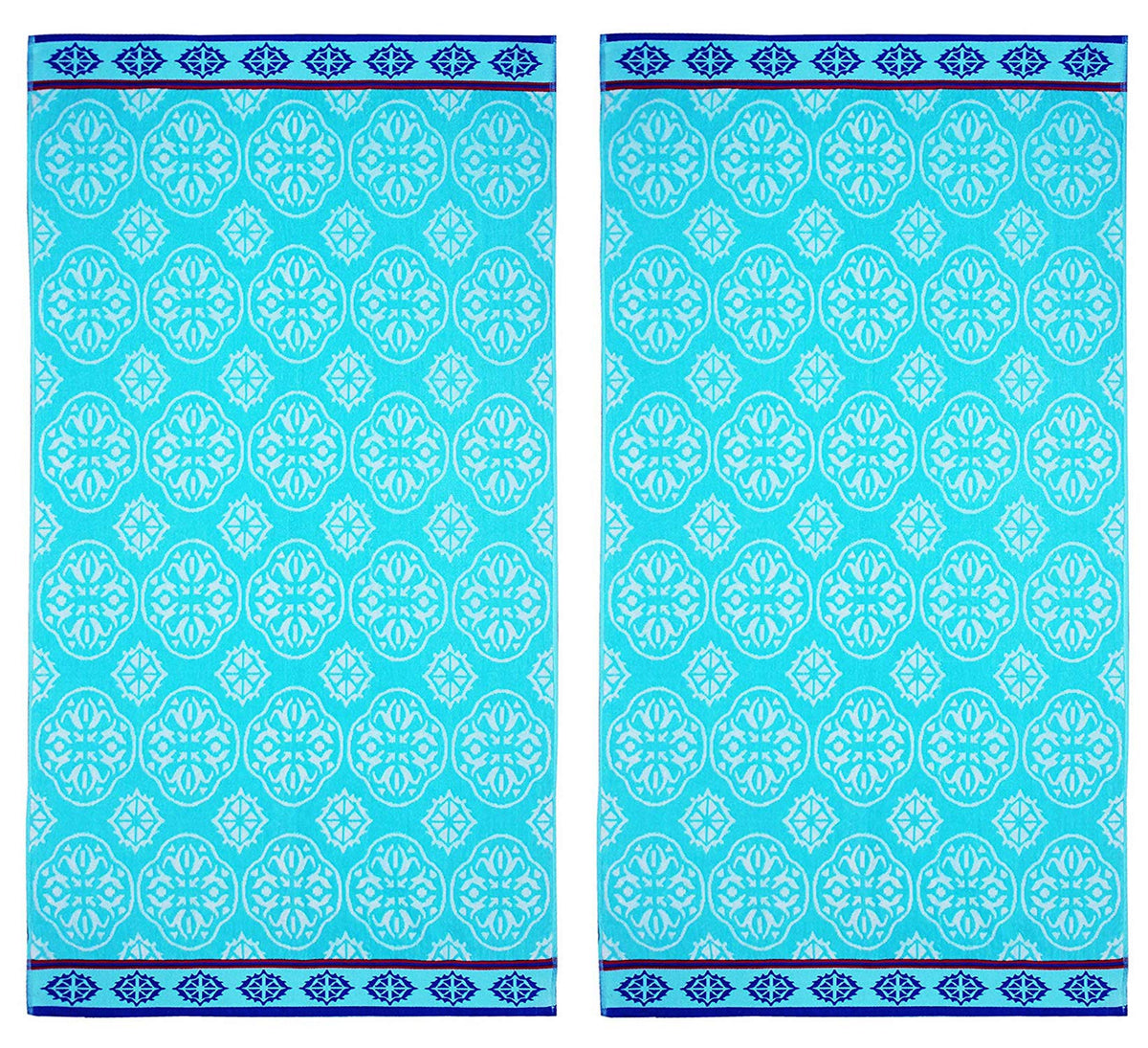 Cotton Craft oversized XL beach towel in pool blue for poolside lounging