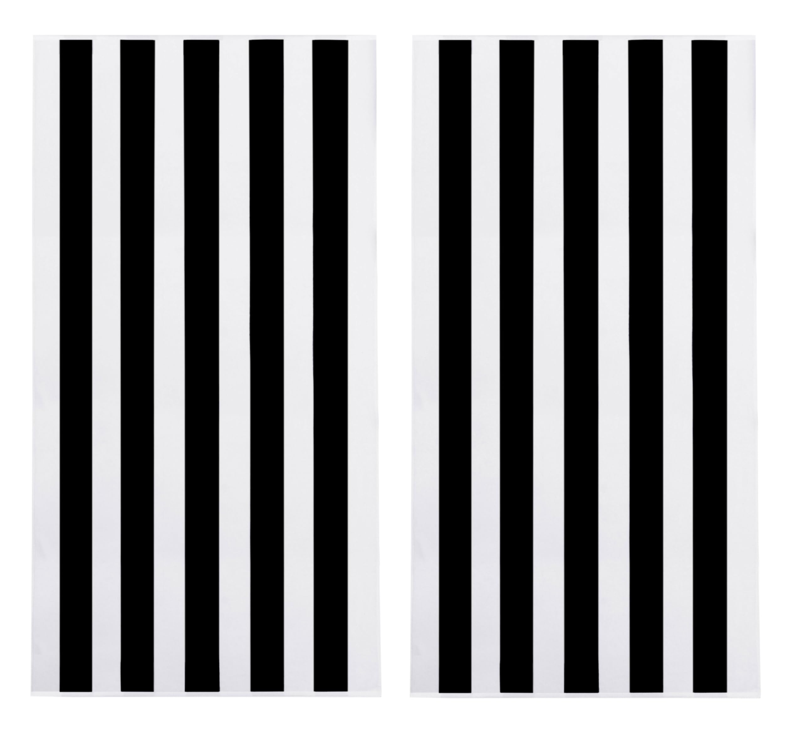 Cotton Craft oversized XL beach towel pair in black and white stripes for sun days.