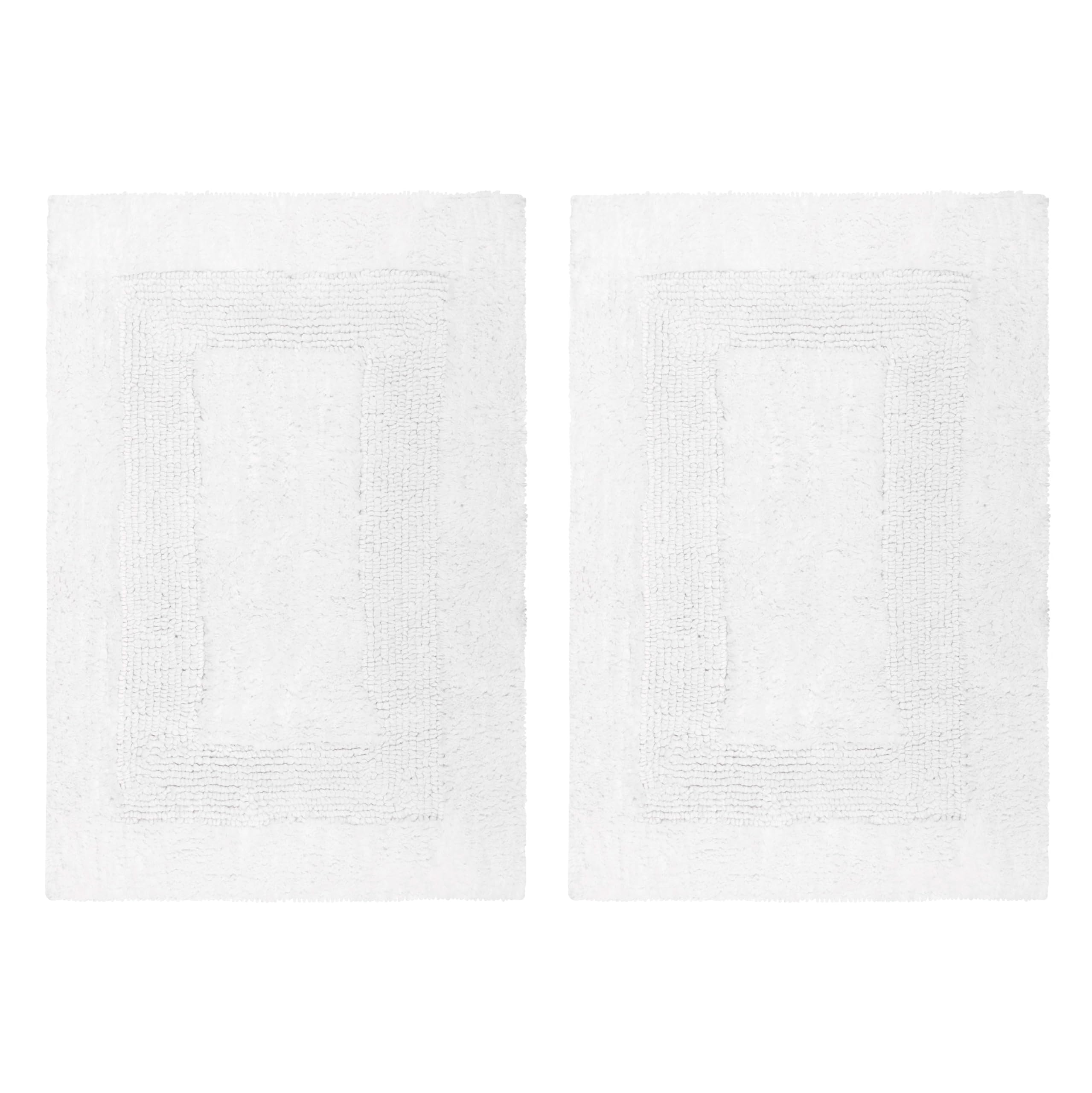 Cotton Craft racetrack bath mat front view, plush and absorbent for quick post-shower feet.