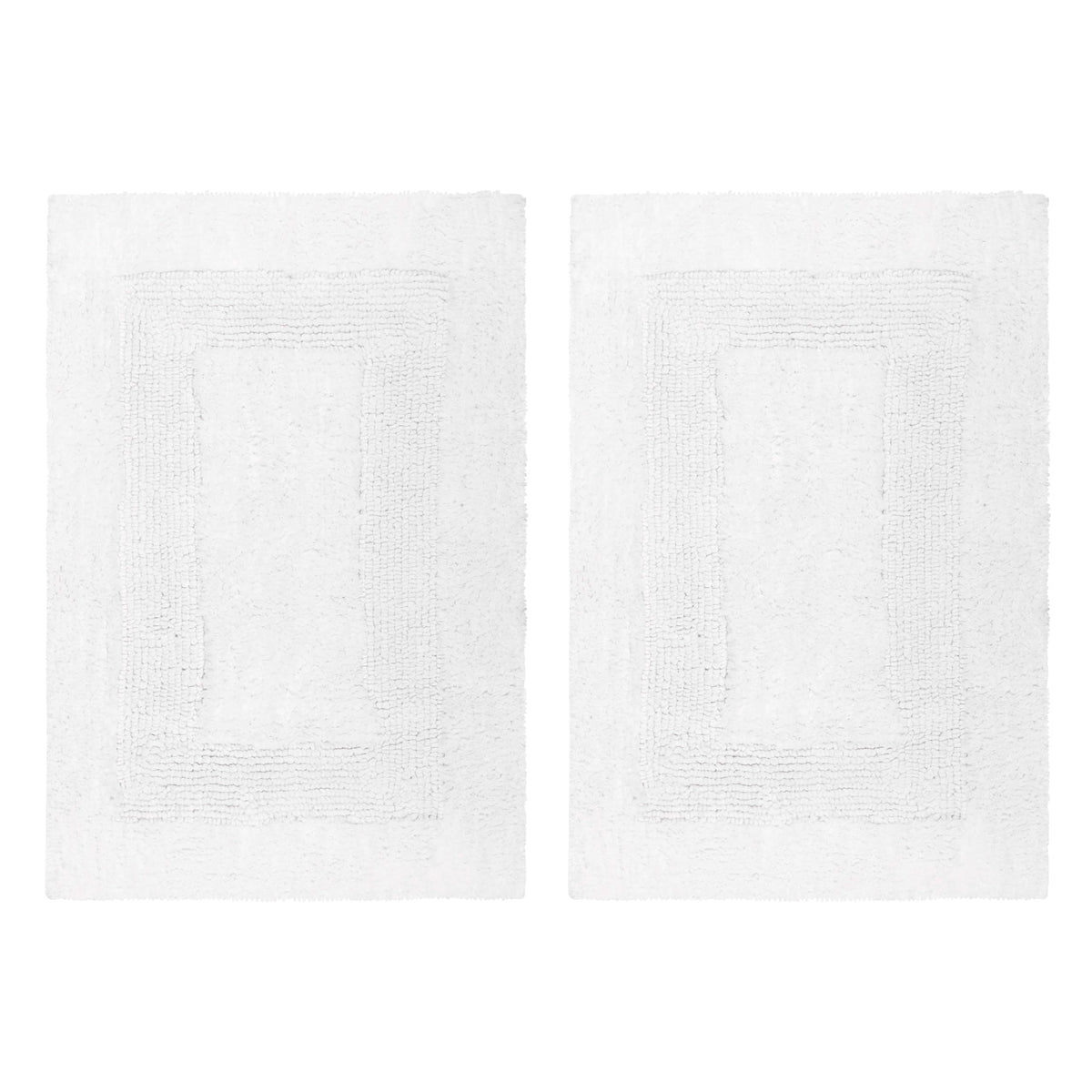 Cotton Craft racetrack bath mat front view, plush and absorbent for quick post-shower feet.