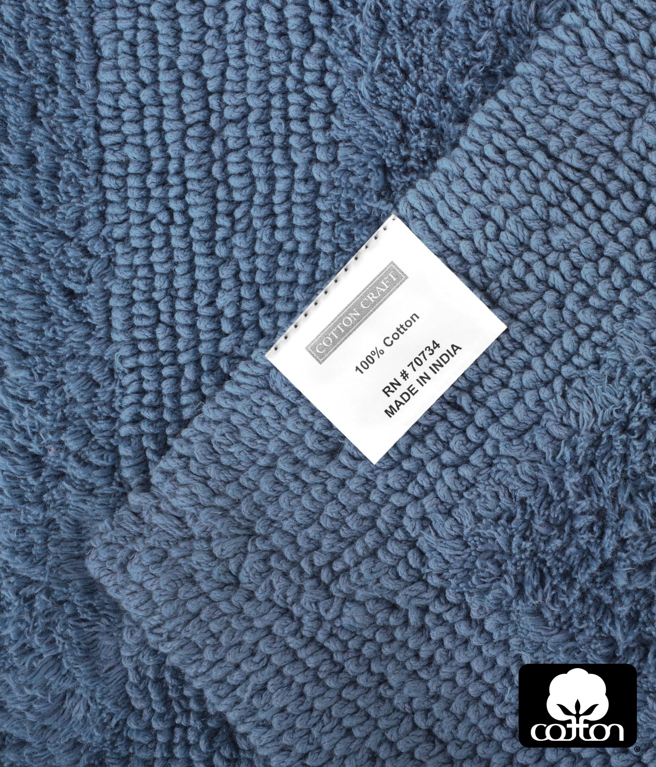 Cotton Craft Step-Out Bath Mats are machine washable for easy care