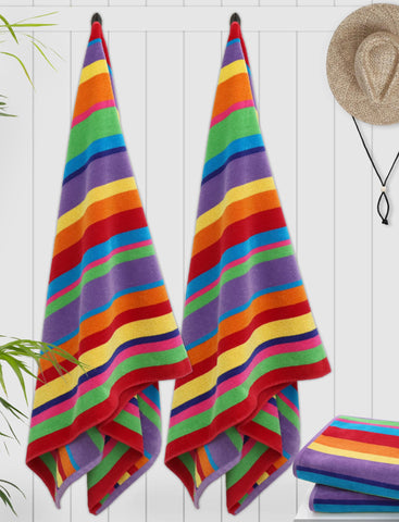 Two-pack Cotton Craft Summer of Siam towels displayed for family beach use.