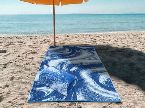 Cotton Craft blue velour towel close-up showing soft surface and rich color.