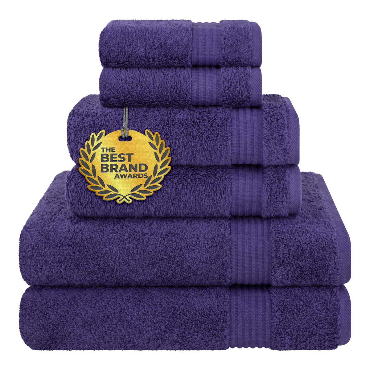 Cotton Paradise 6-piece towel set purple, plush and absorbent for daily bathroom use.