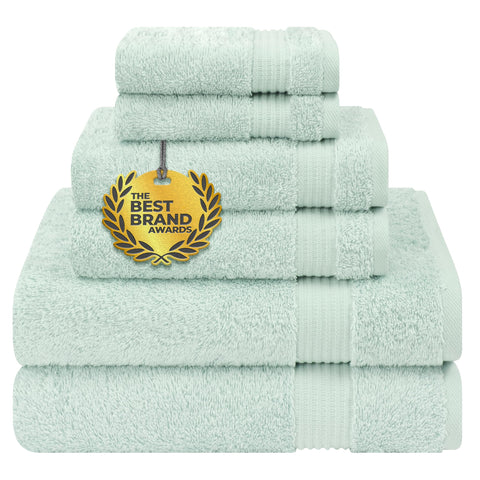 Cotton Paradise 6-piece towel set in mint, soft and absorbent Turkish cotton