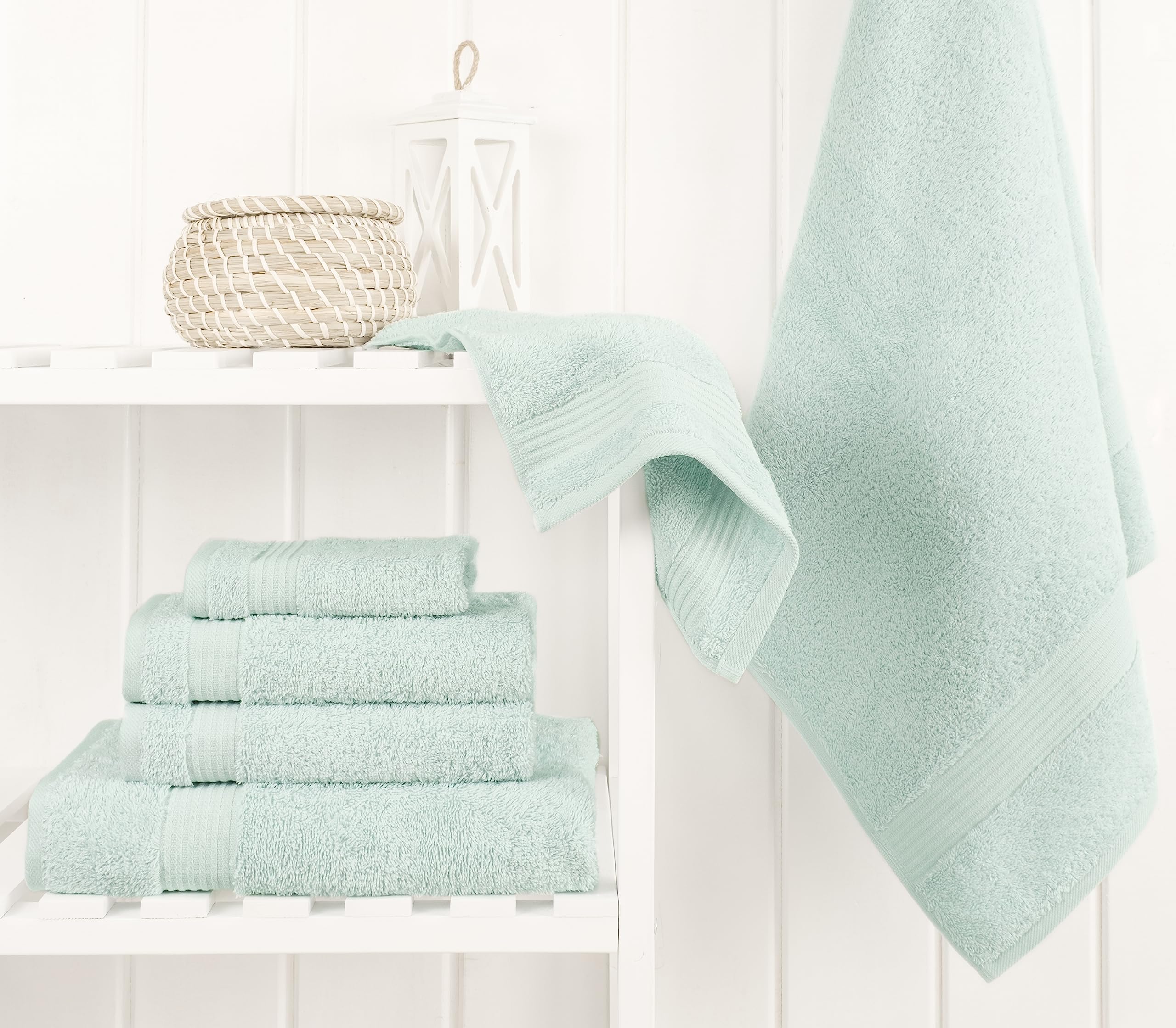 Bath towel spread out showing large size and plush luxury