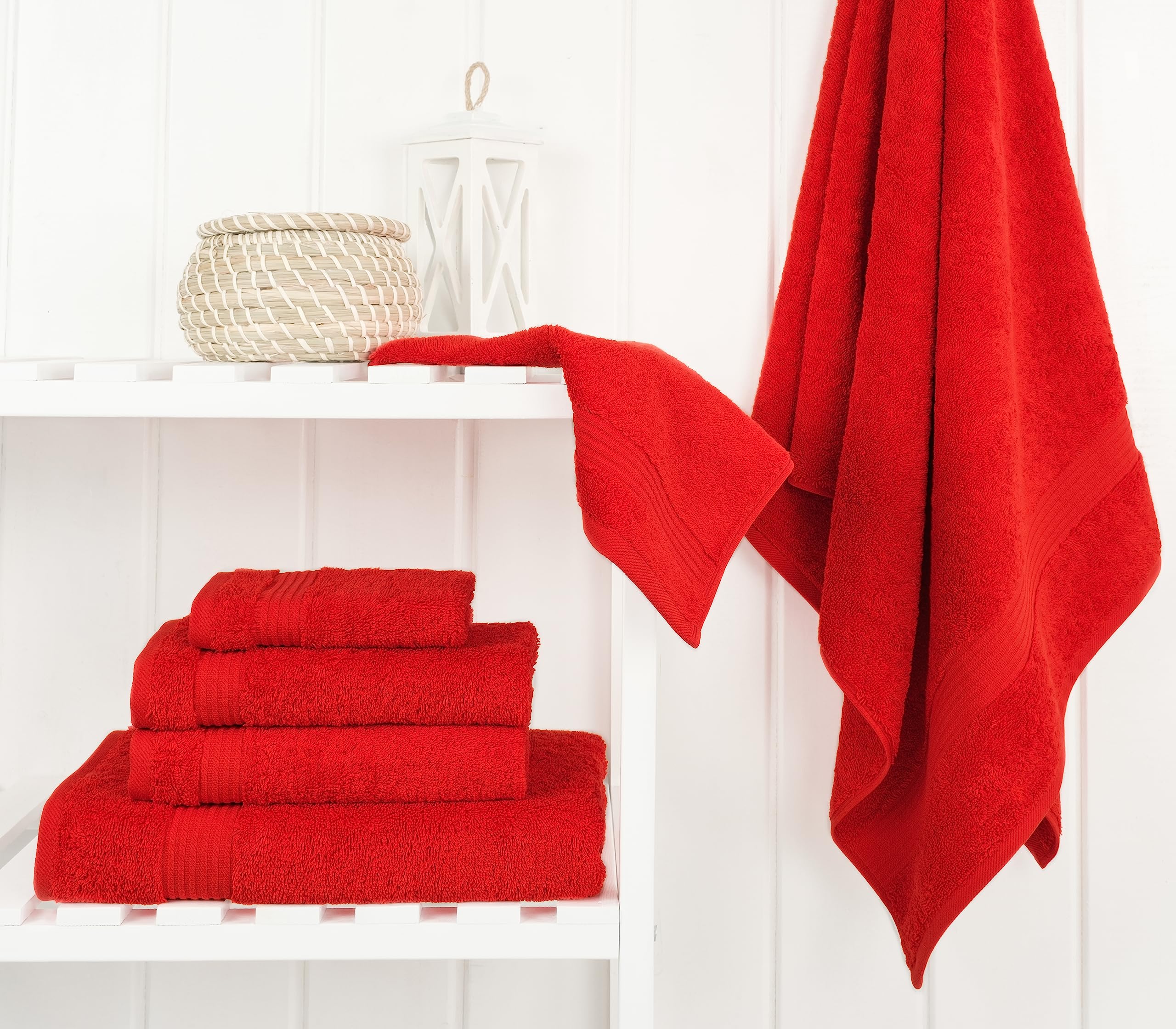 Cotton Paradise bath towels measure 27 by 54 inches for full-body comfort.