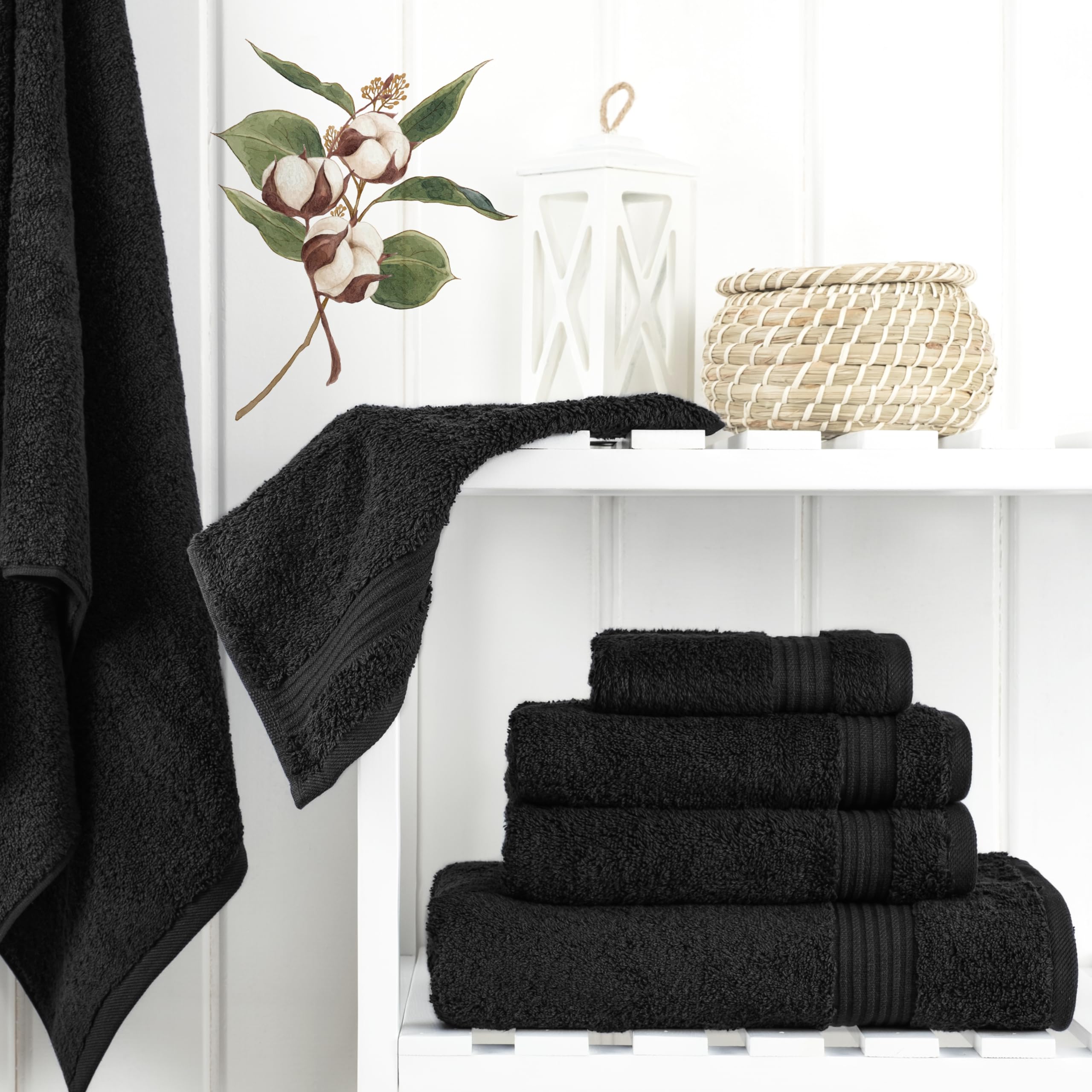Cotton Paradise coal black hand towels 16x28 ideal for guest bathrooms