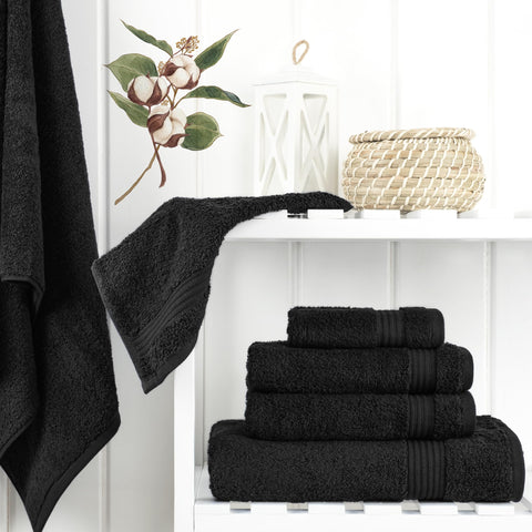Cotton Paradise coal black hand towels 16x28 ideal for guest bathrooms