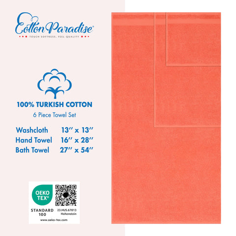 Cotton Paradise coral luxury towel texture closeup showing plush softness and durability.