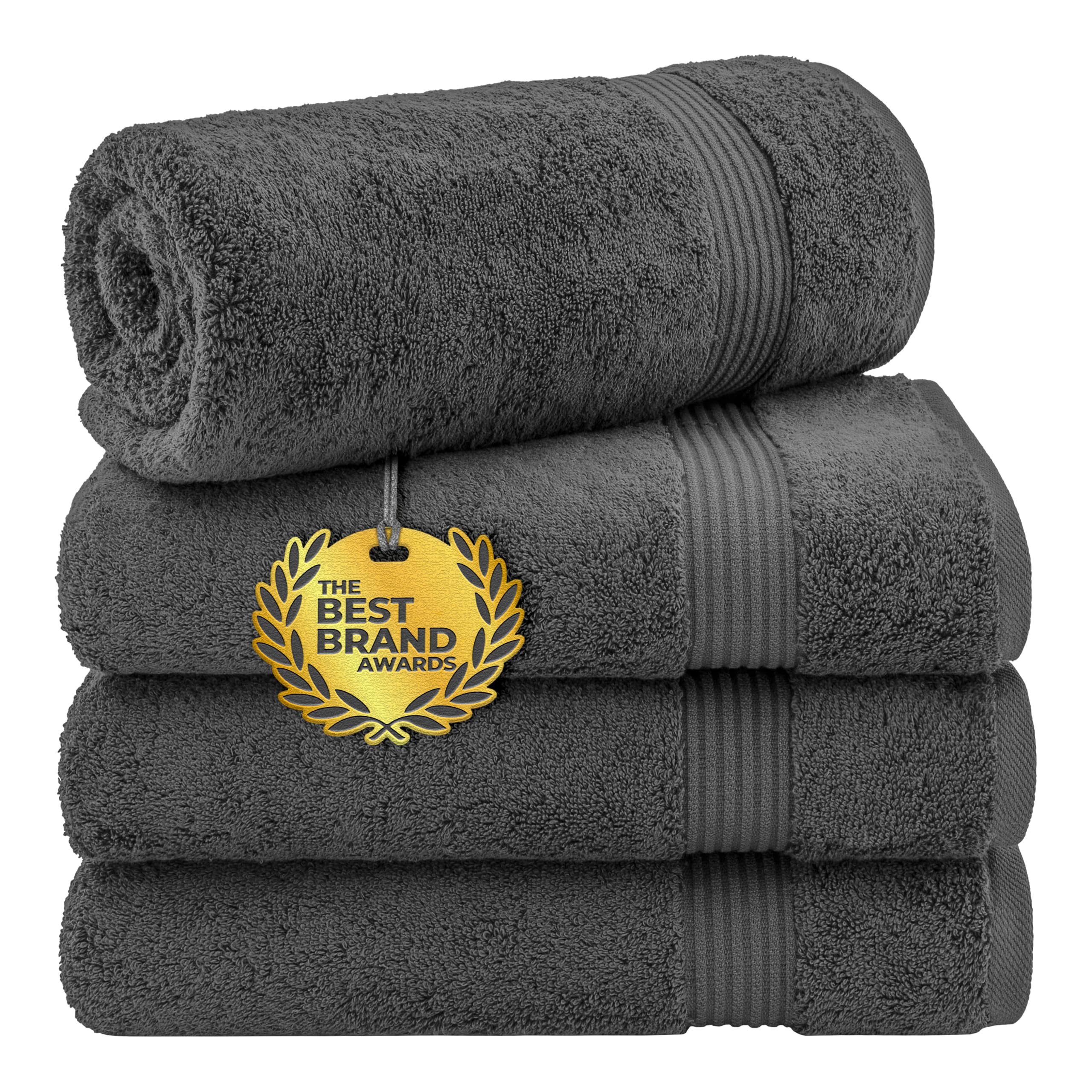 Cotton Paradise dark gray Turkish towel set in hero image, plush and absorbent for daily use.