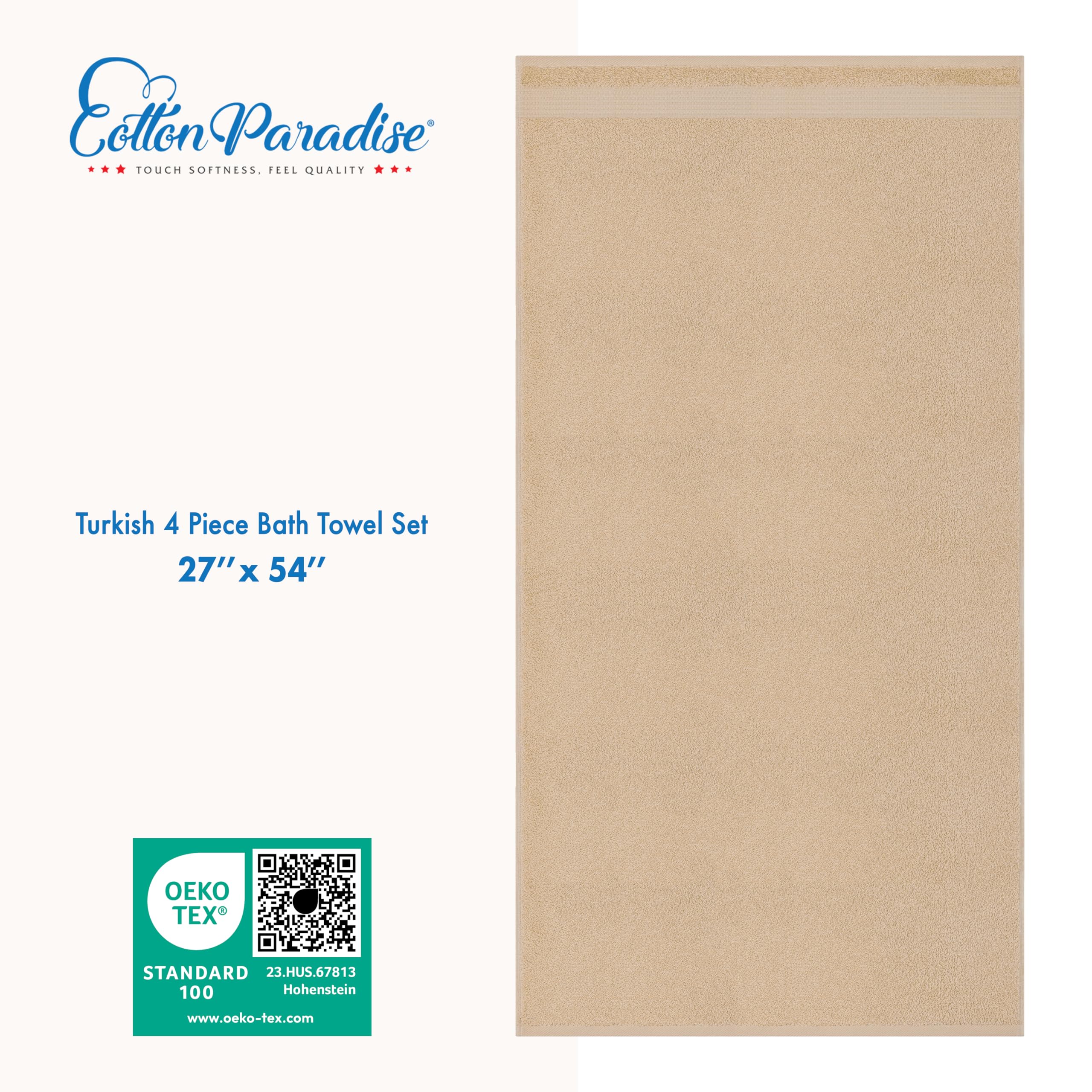 Stitched hem detail on Cotton Paradise towels shows durability for daily use.