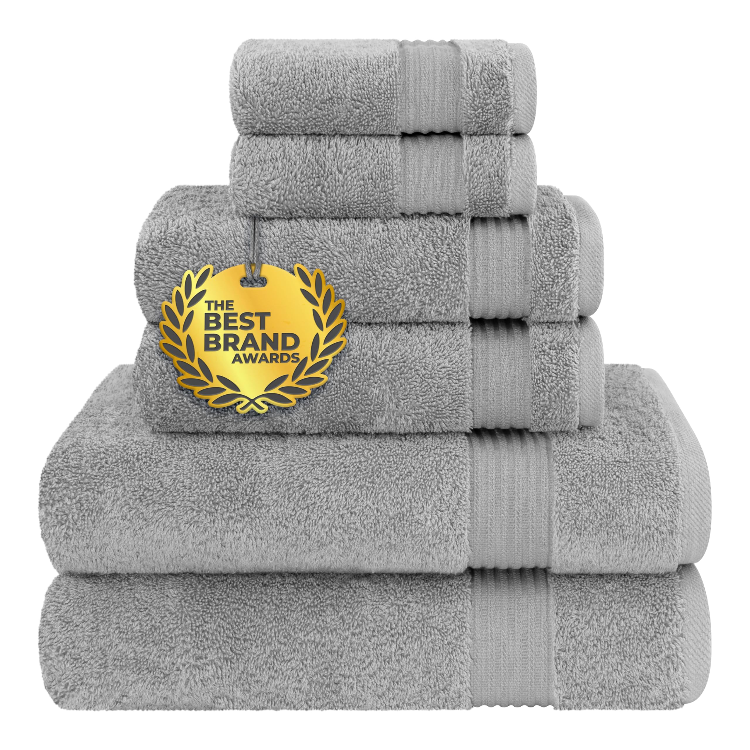Cotton Paradise gray 6-piece towel set bath towels for quick drying and plush comfort.