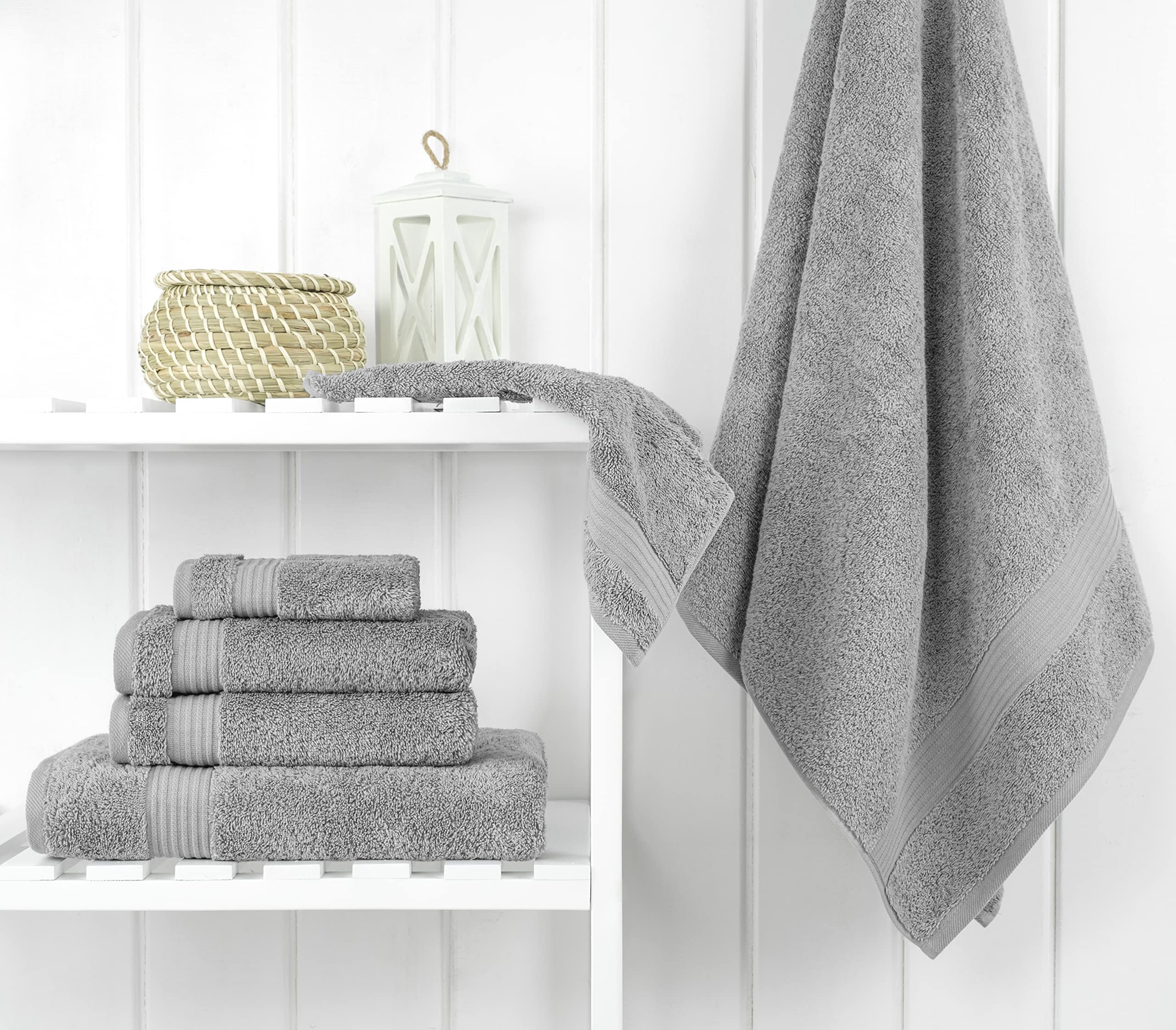 Cotton Paradise gray 6-piece towel set hand towels for daily hand drying.