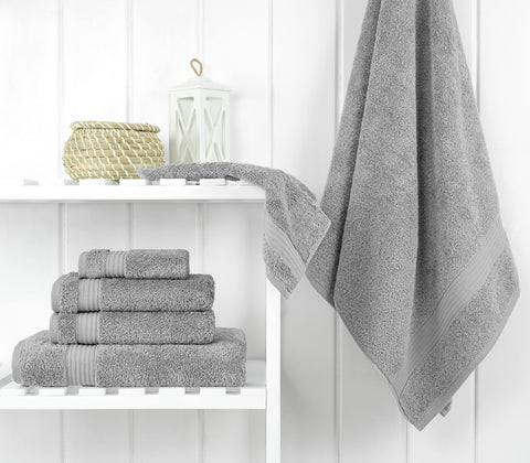 Cotton Paradise gray 6-piece towel set hand towels for daily hand drying.