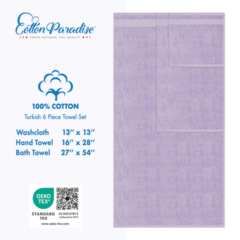 Cotton Paradise lilac towel set 600gsm soft texture closeup, luxury feel.