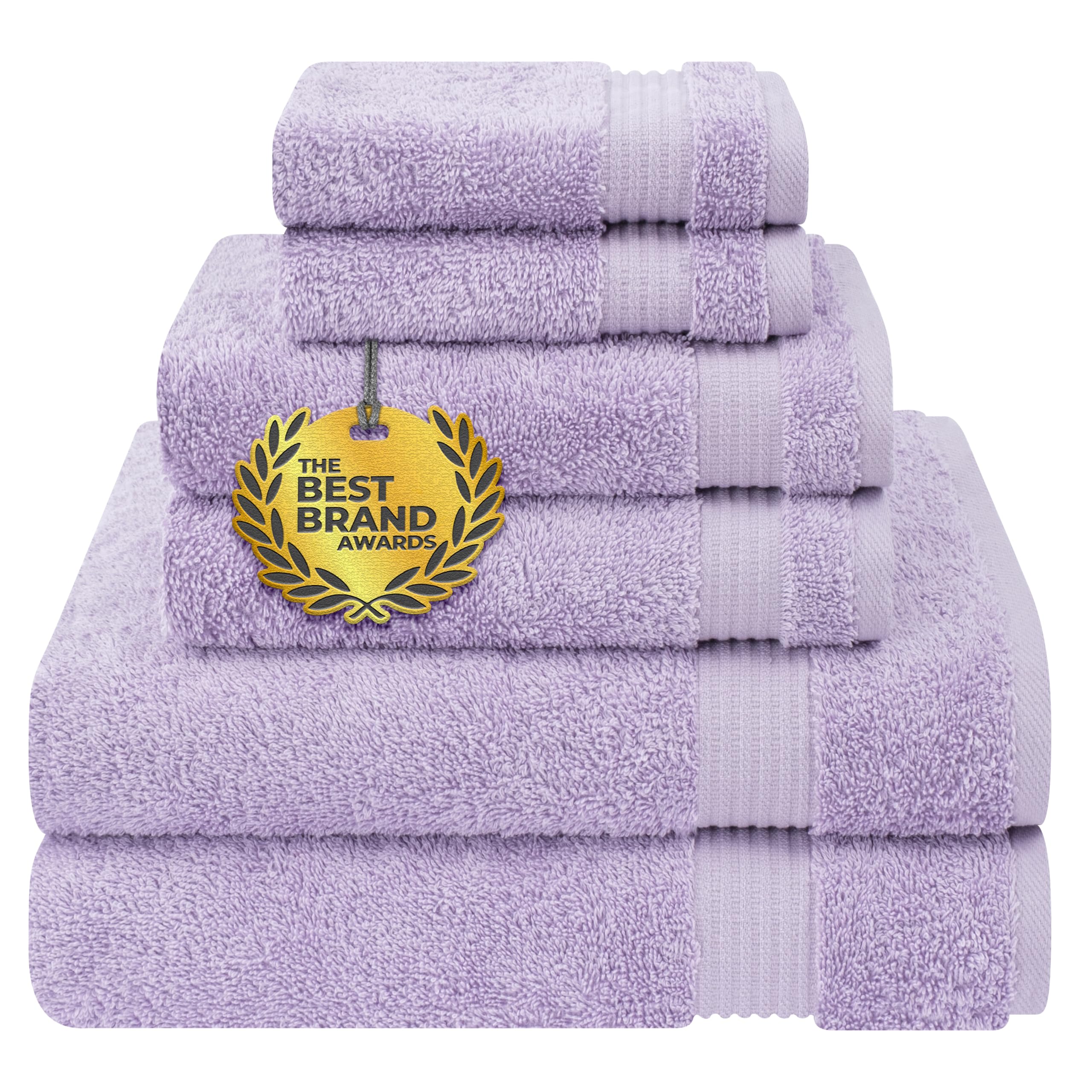 Cotton Paradise lilac towel set bath towels closeup shows plush absorbent texture for daily use.