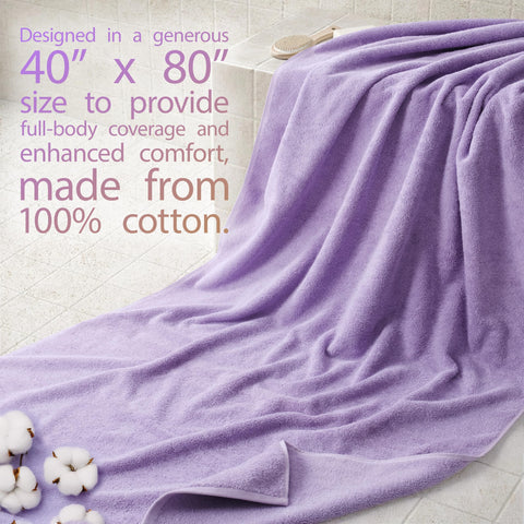 Cotton Paradise lilac towel folded to reveal oversized 40x80 inch coverage