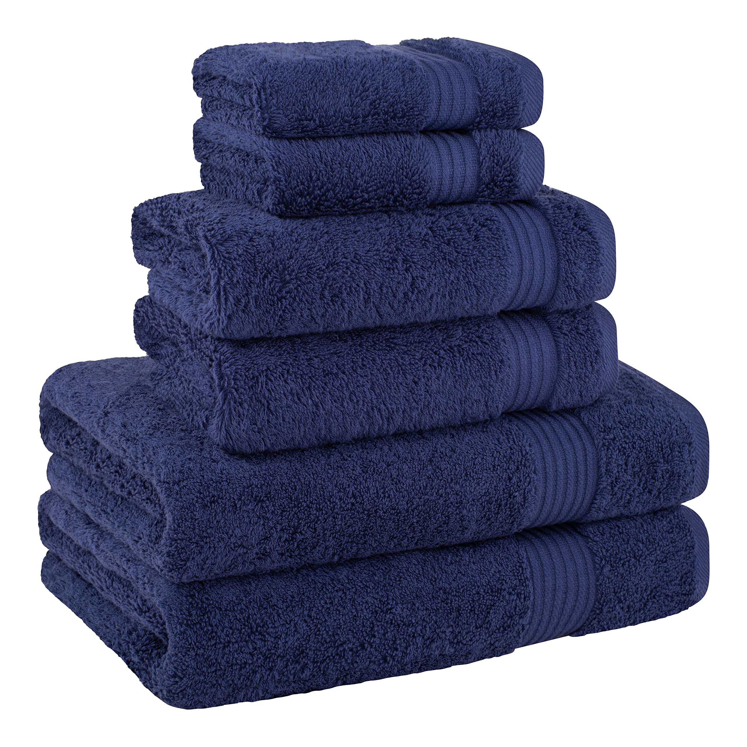 Washcloths in navy blue measure 13x13 for face cleansing.
