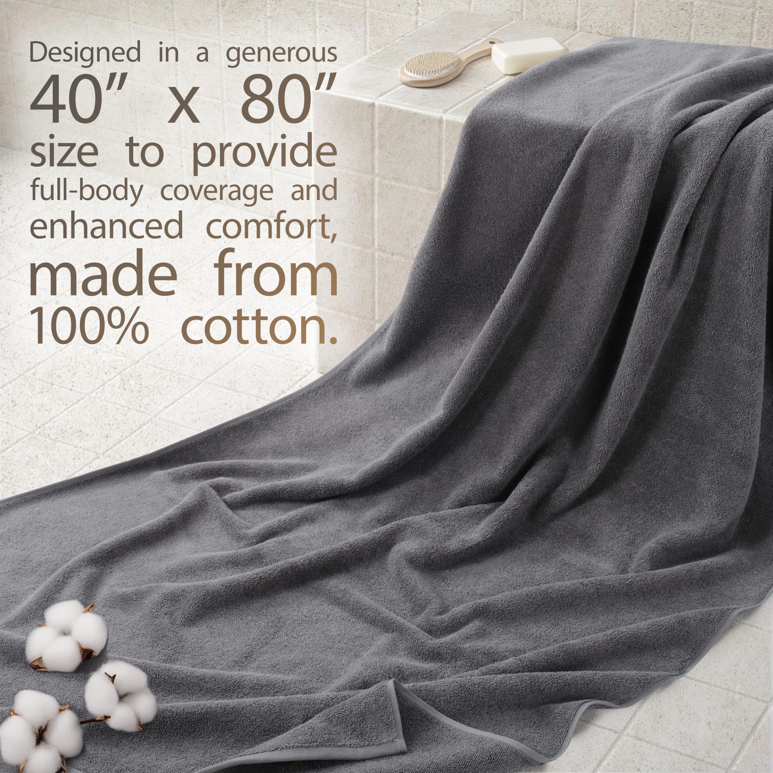 Cotton Paradise oversized bath sheet 40x80 shown draped for full-body coverage