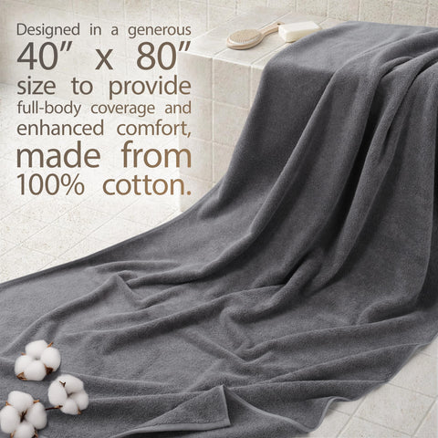 Cotton Paradise oversized bath sheet 40x80 shown draped for full-body coverage