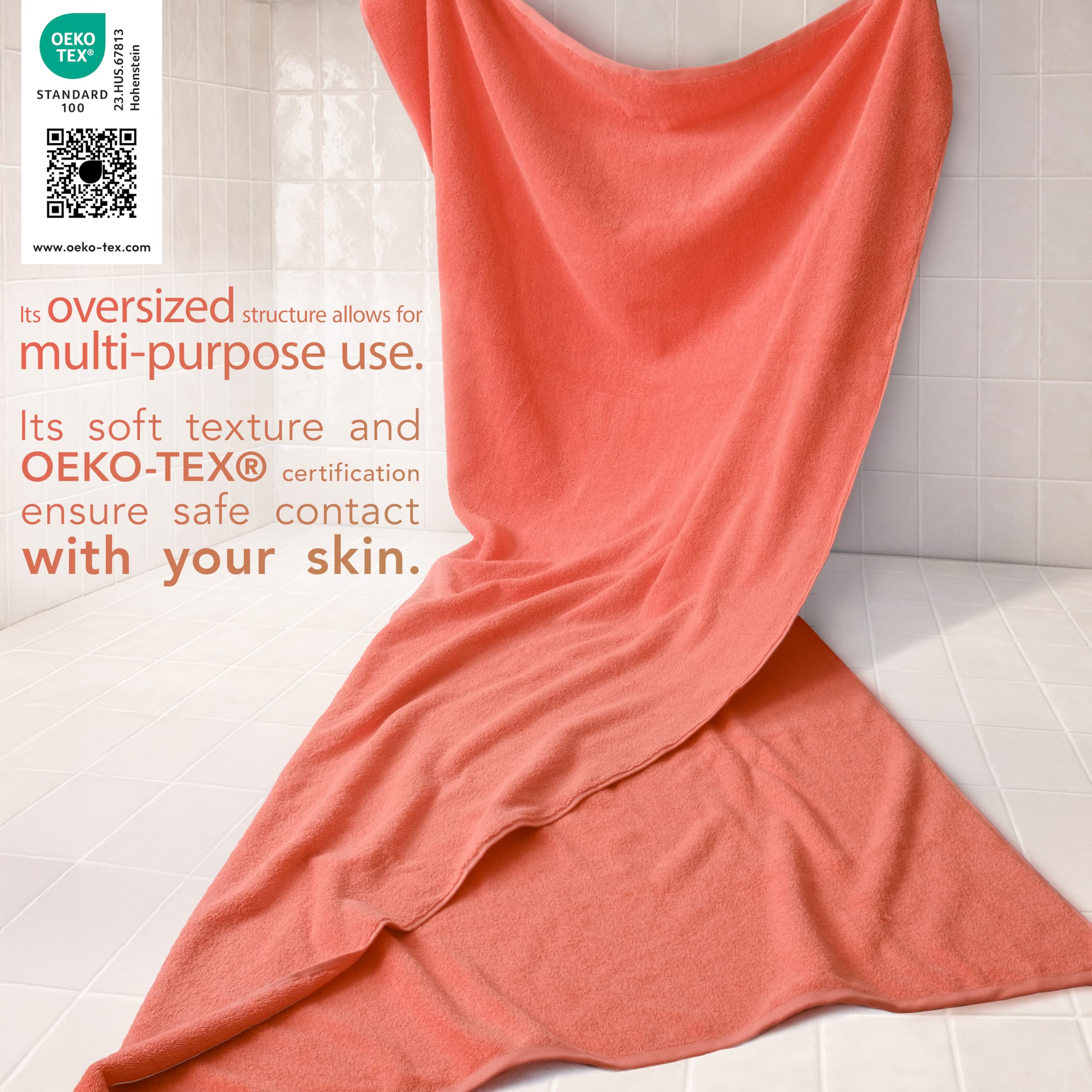 Cotton Paradise quick-dry coral towel, 40x80, speeds post-shower drying.