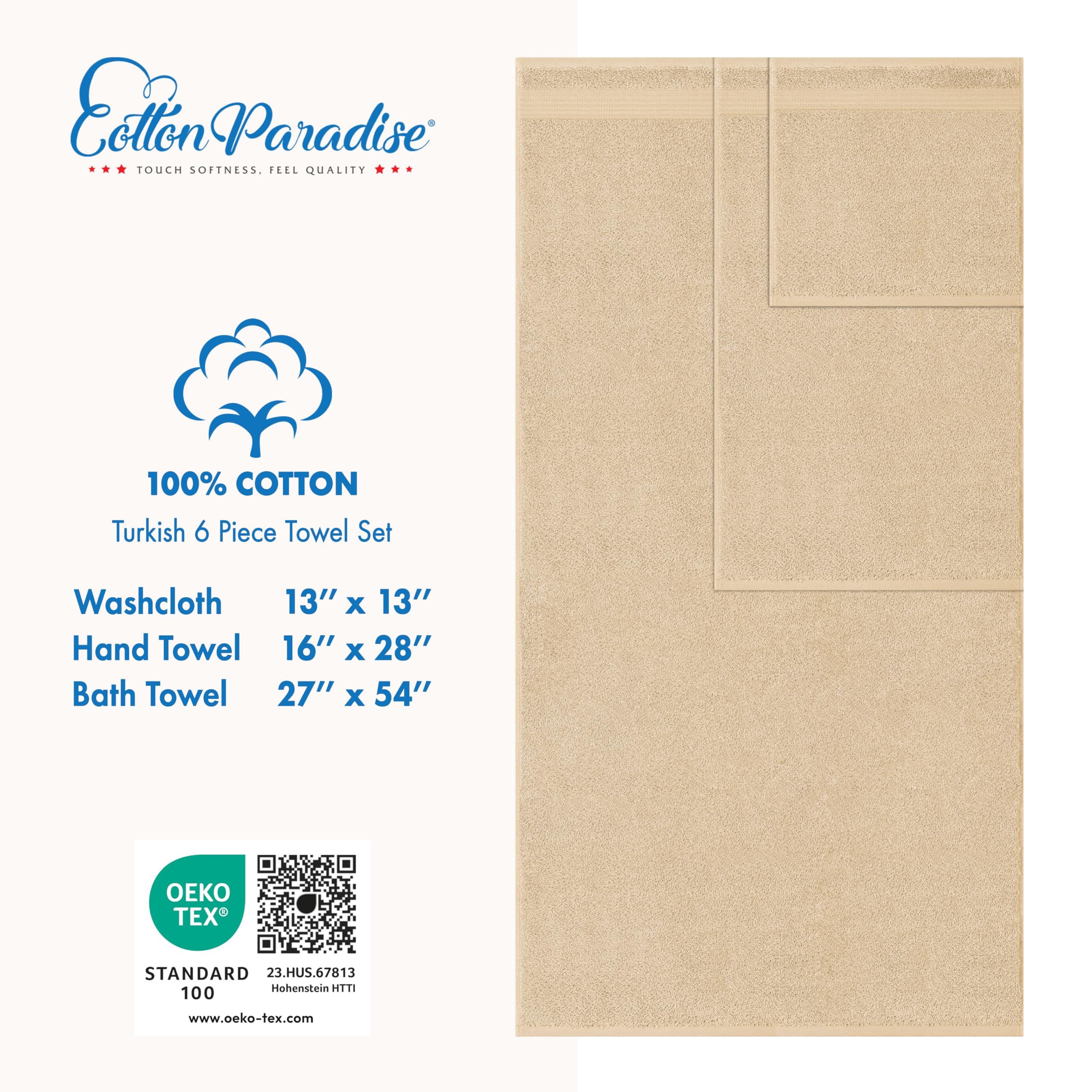 Close-up of Cotton Paradise 600gsm plush texture in beige towels.