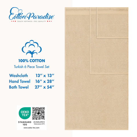 Close-up of Cotton Paradise 600gsm plush texture in beige towels.
