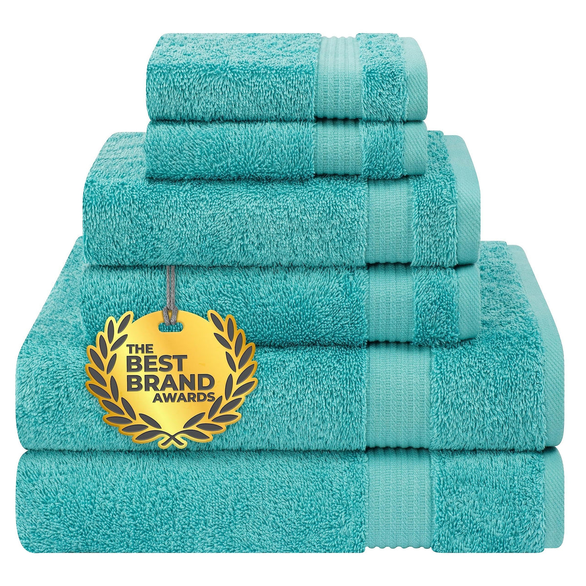 Cotton Paradise Turkish towel set bath towels in turquoise offer plush comfort and fast drying.