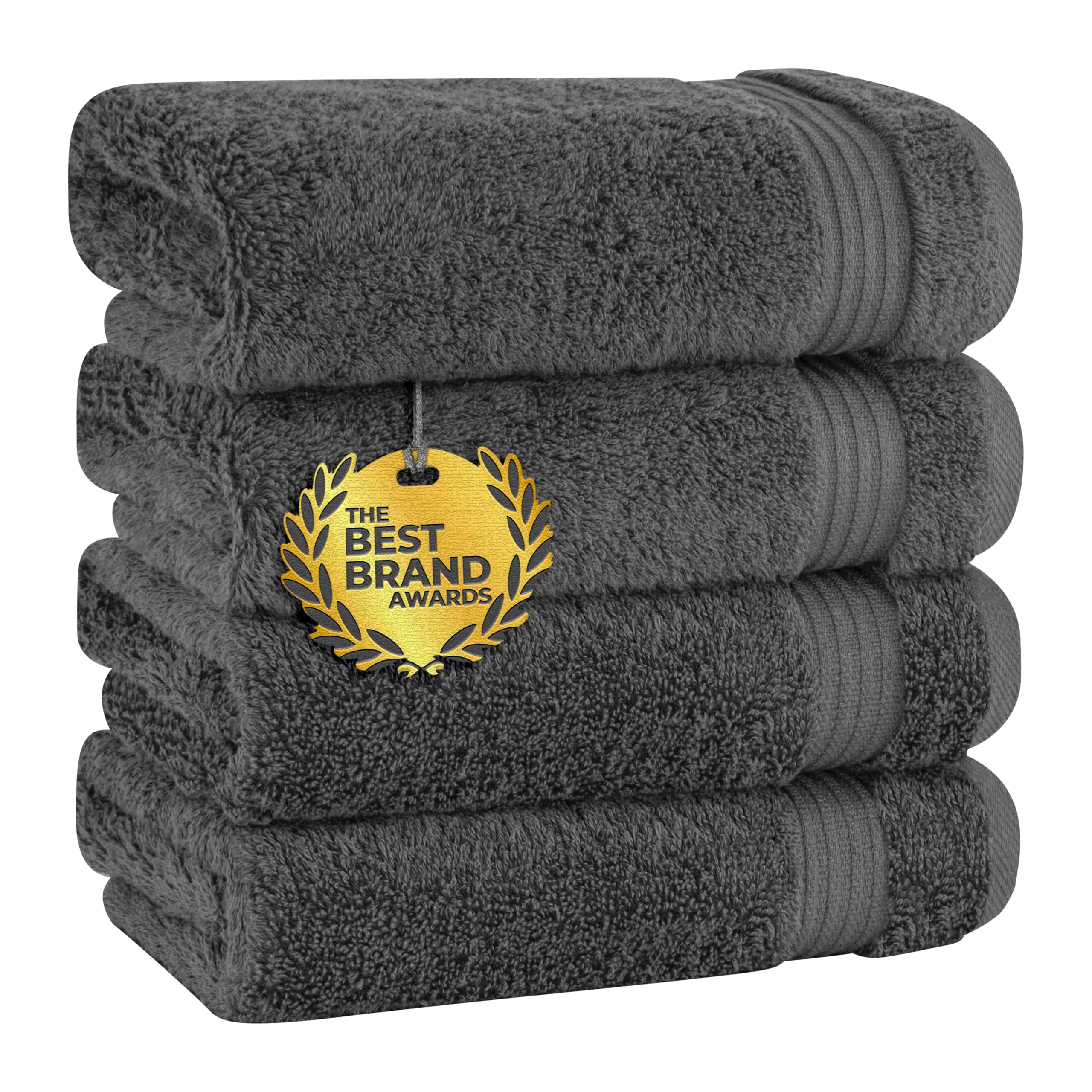 Cotton Paradise Turkish towel set in dark gray; four hand towels for daily use.
