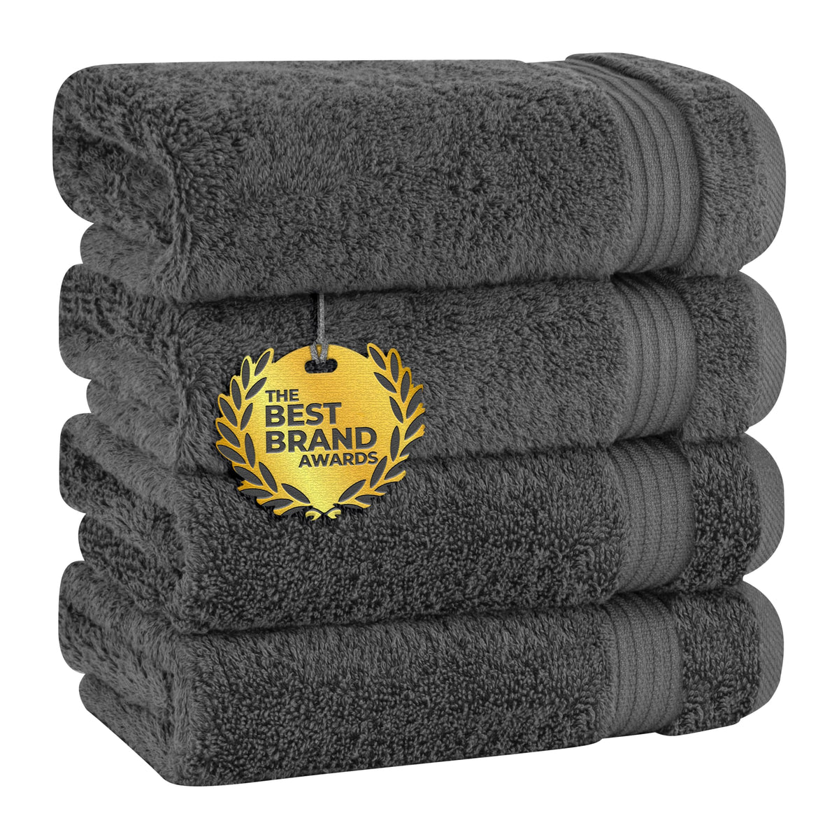 Cotton Paradise Turkish towel set in dark gray; four hand towels for daily use.