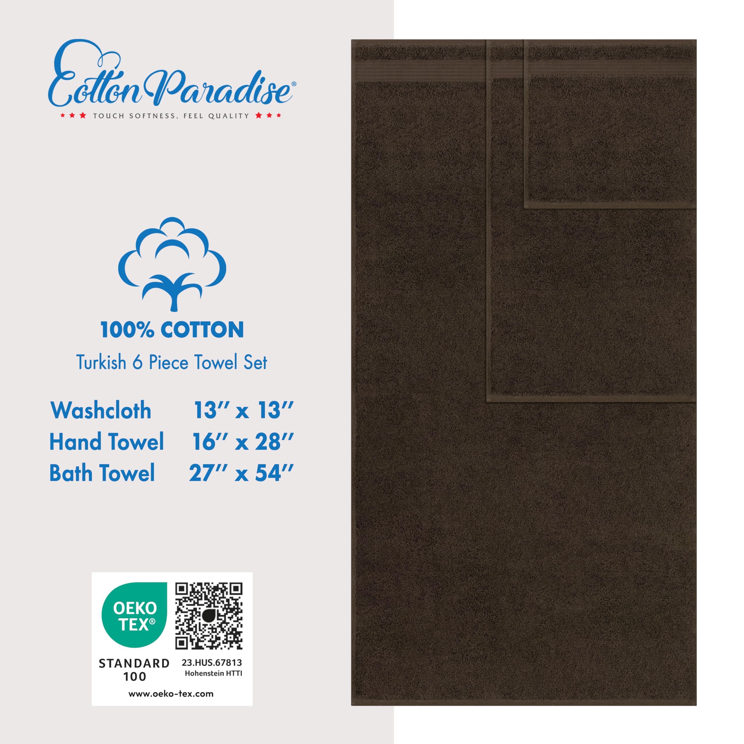 Washcloths 13x13 inches from Cotton Paradise offer gentle cleansing