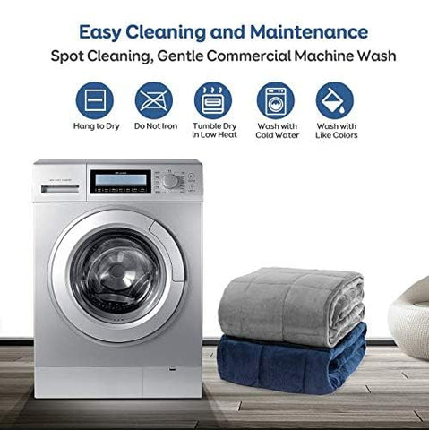 Cottonblue ease-of-care: spot clean or machine wash with low-heat drying.