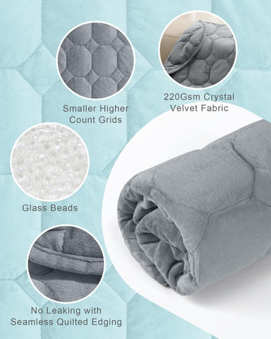 Cottonblue weighted lap blanket on a sofa during relaxation illustrates targeted weight for calm.