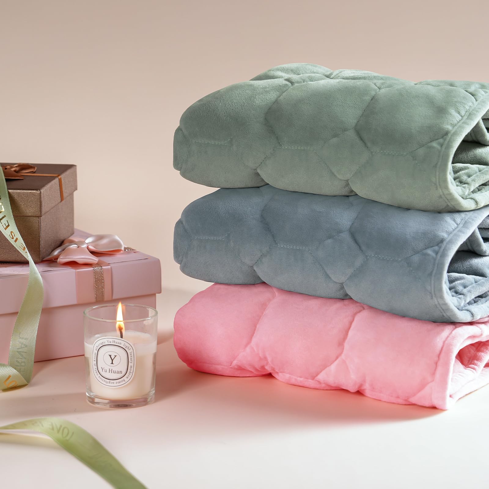 Cottonblue weighted lap blanket soft grey color complements living spaces for elegant decor.