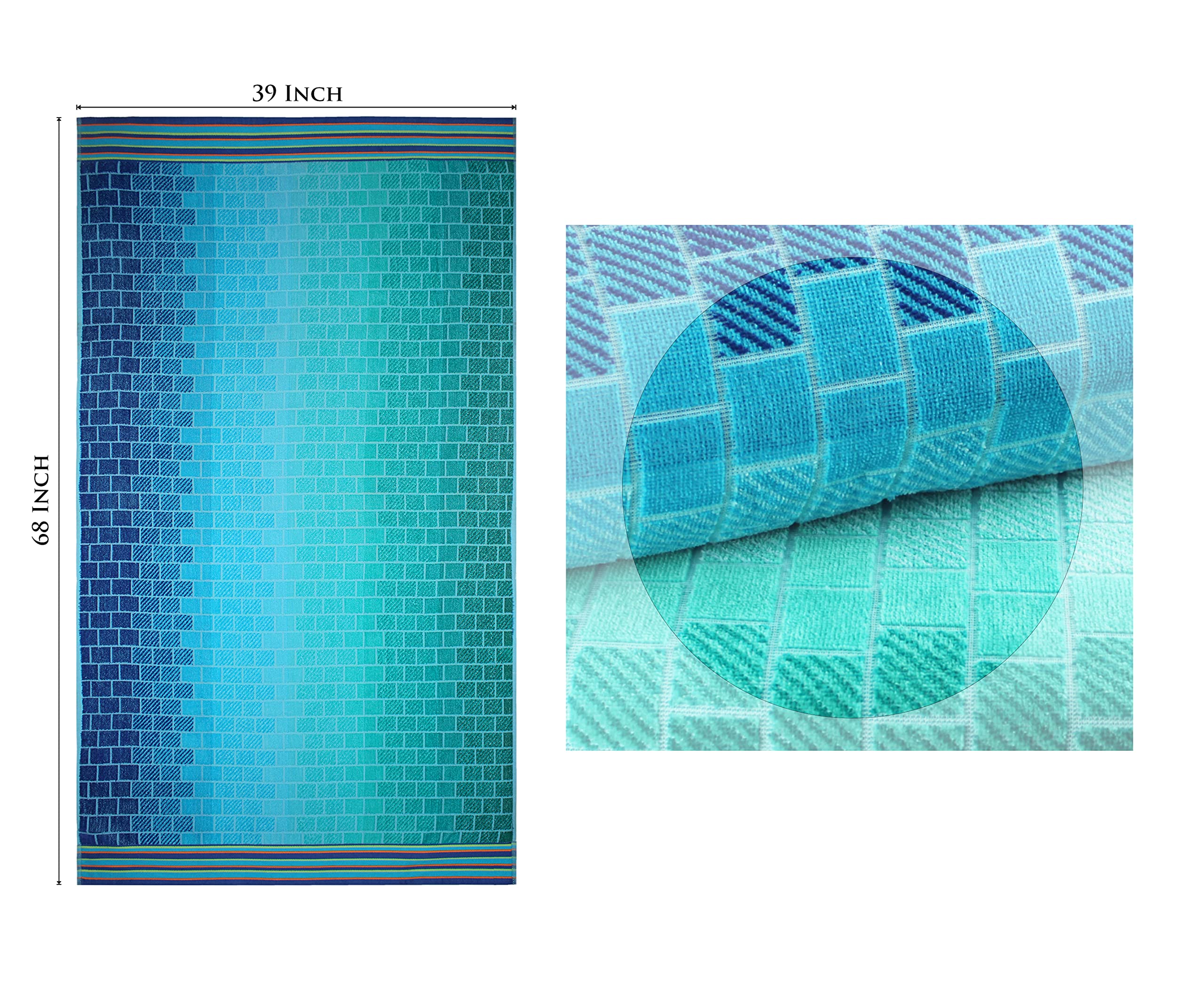 Cotton Craft towel draped on chair demonstrates generous 39 x 68 inch size.