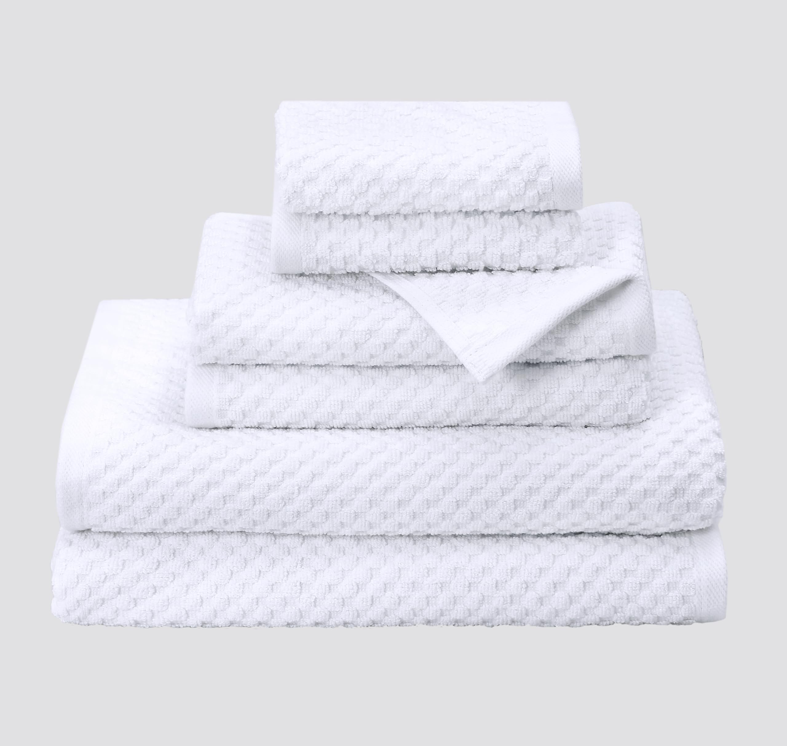 Cotton Craft Euro Spa waffle bath towels on display show plush absorbency.