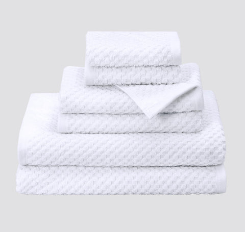 Cotton Craft Euro Spa waffle bath towels on display show plush absorbency.