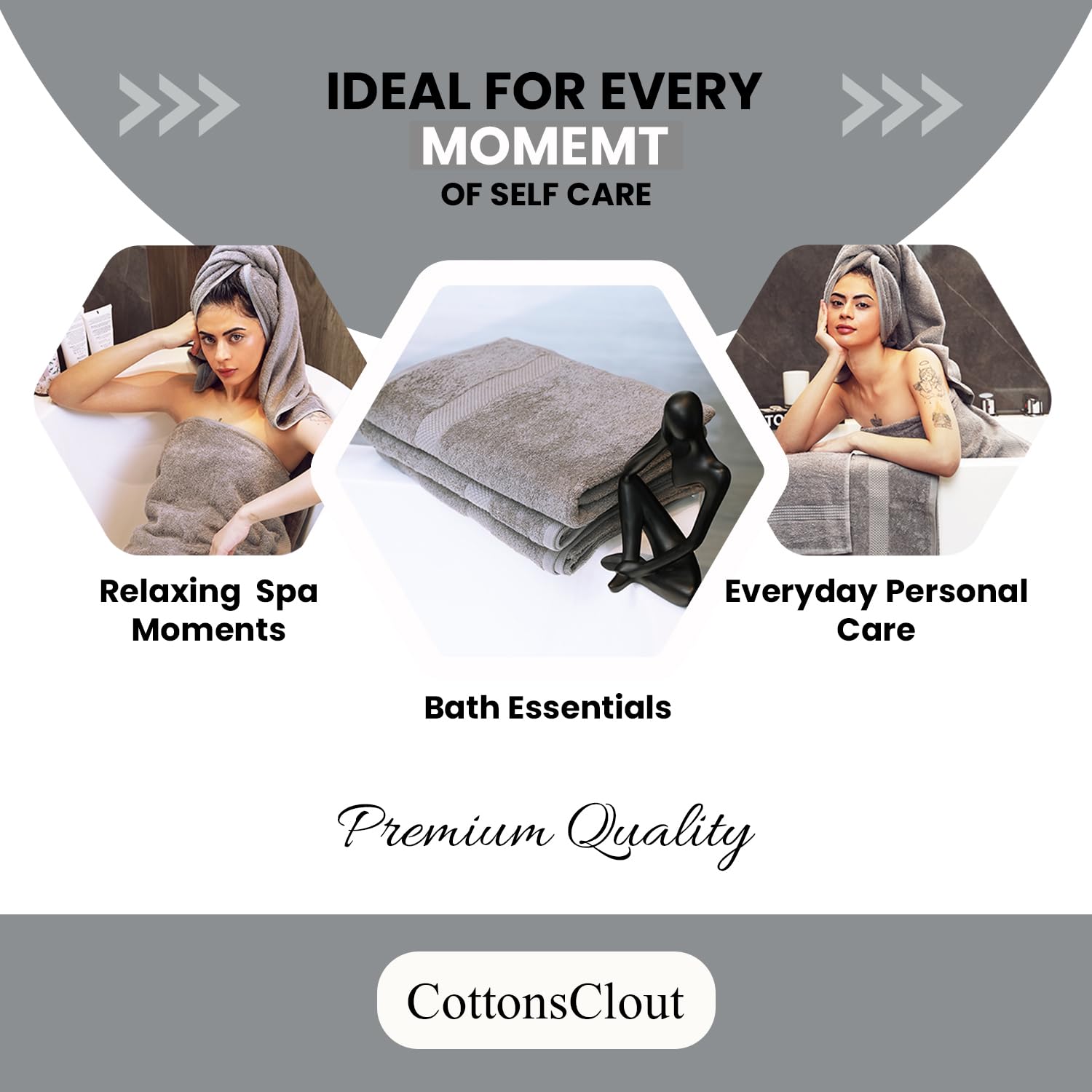 CottonsClout quick-dry towels laid flat to emphasize lightweight, easy-care design.