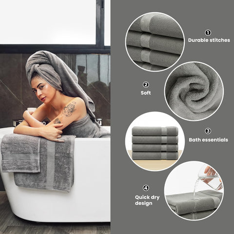 CottonsClout spa-inspired bathroom with grey towels for a hotel-like ambiance.
