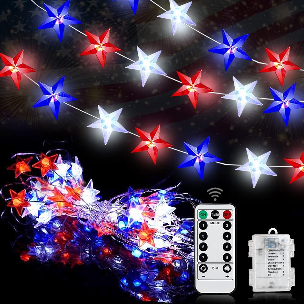 Couah two-pack 80 LED star lights for festive indoor and outdoor decor.