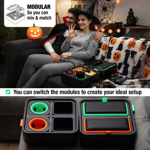 CouchConsole Original Tray generous storage area for snacks and gadgets.