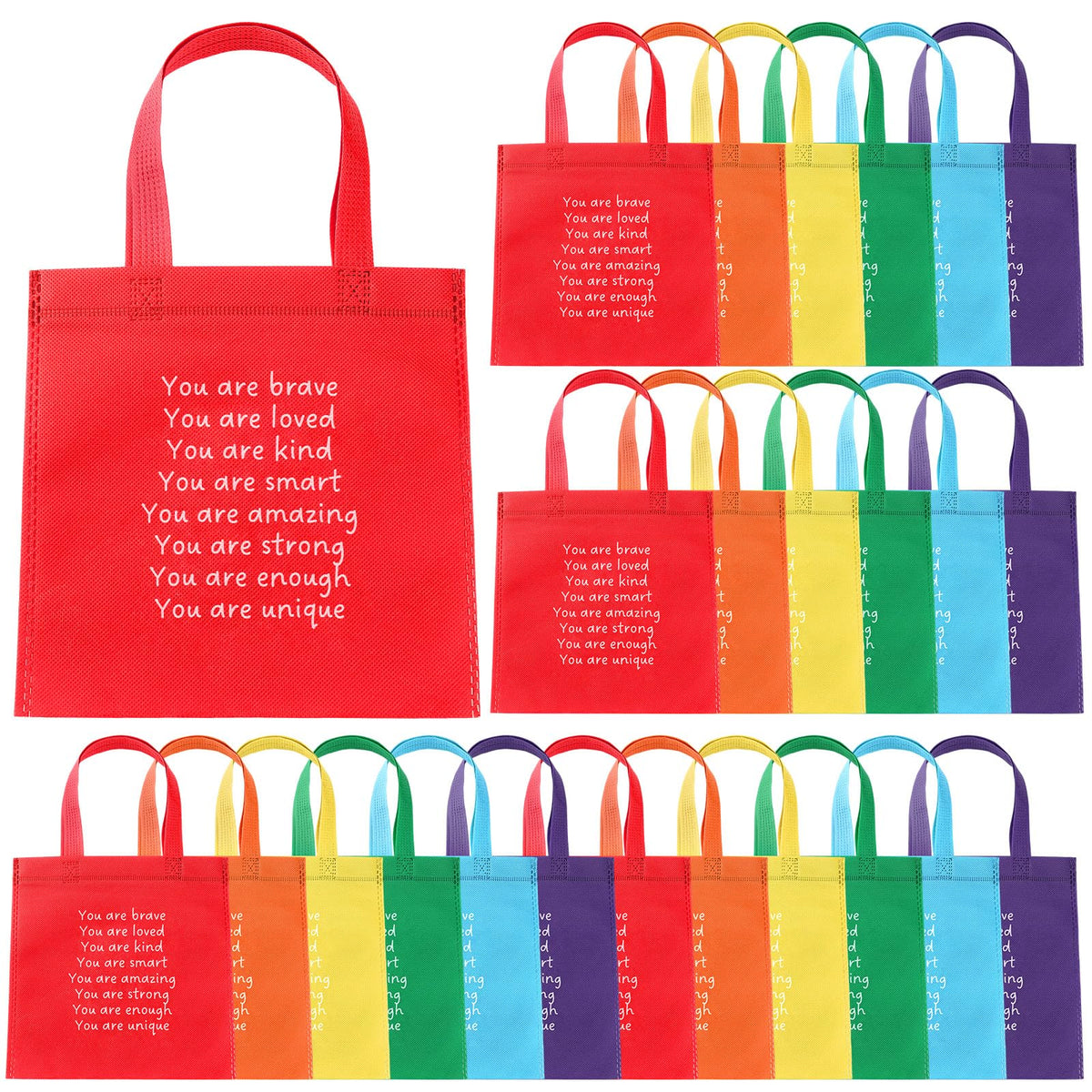 Coume end-of-year gift bags with 6-color handles for classroom gifting