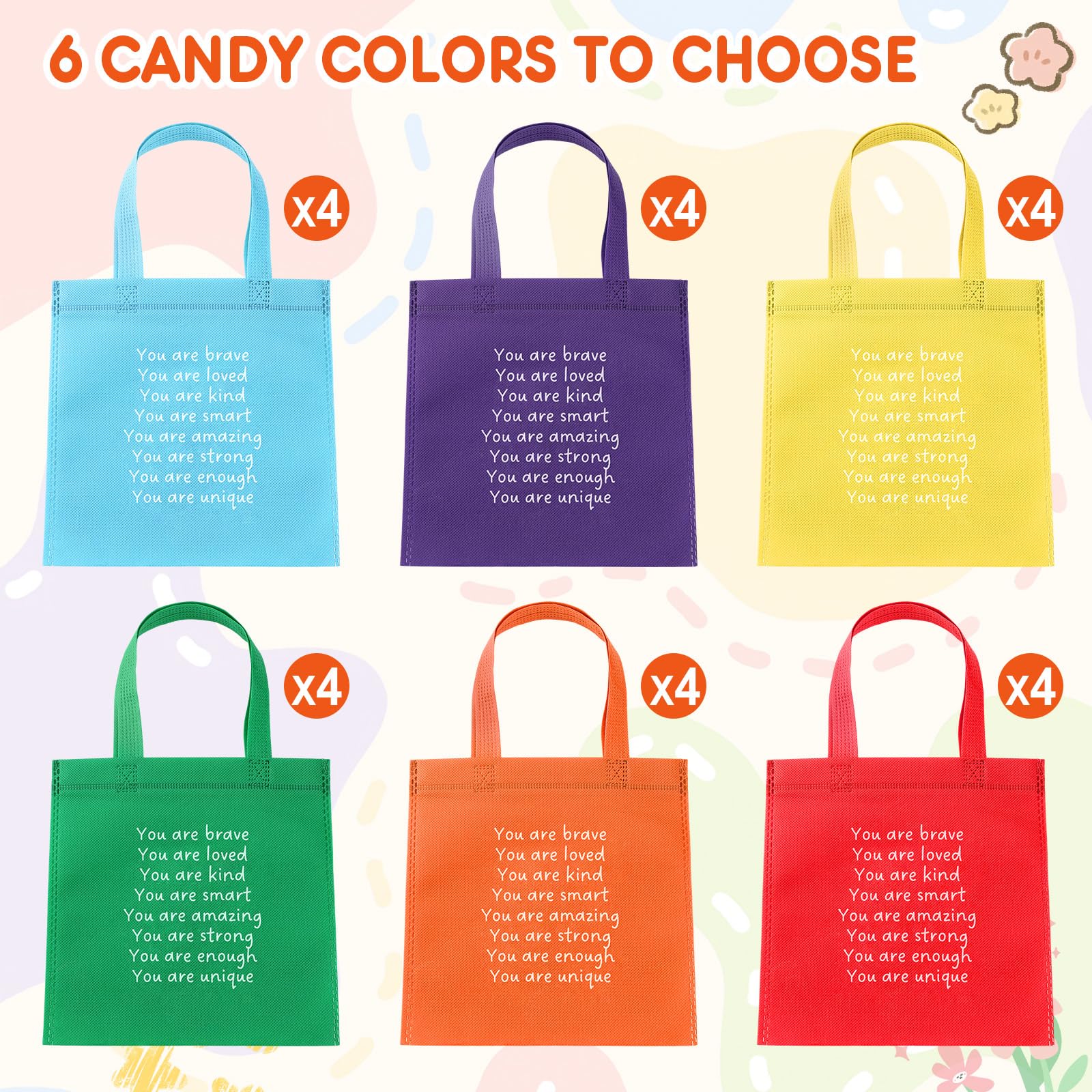 Coume inspirational quote bags for teachers and parents to share positivity