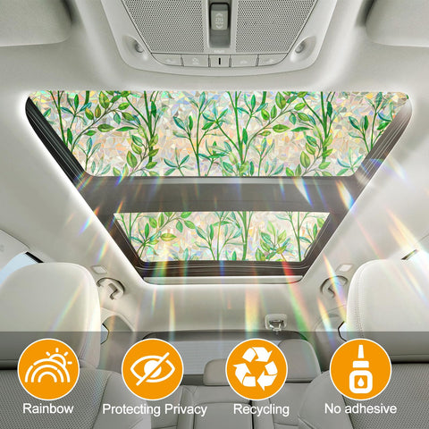 COUNTEWOL Green leaf pattern window film brings nature vibes to any room